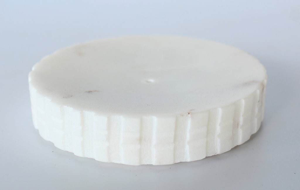 Round White Scallop Marble Soap Dish